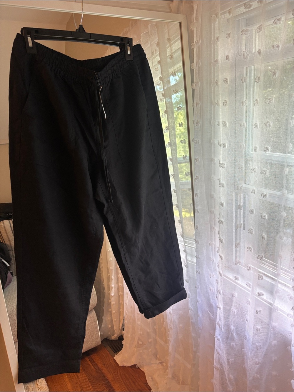 NWT J Crew Black Elastic-Waist Linen Pants